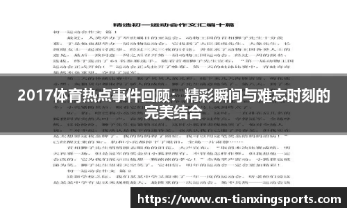 2017体育热点事件回顾：精彩瞬间与难忘时刻的完美结合